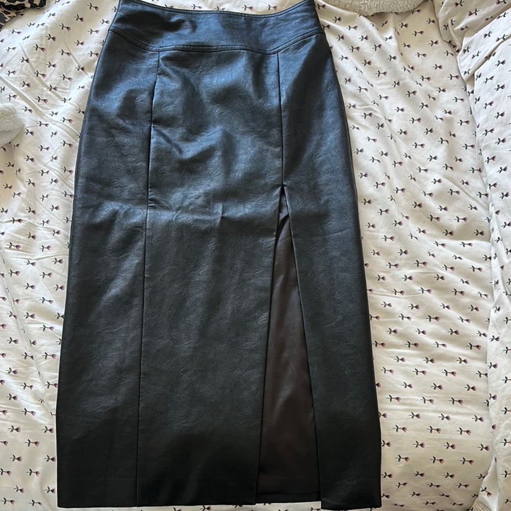 Black Fux Leather Skirt by Bardot